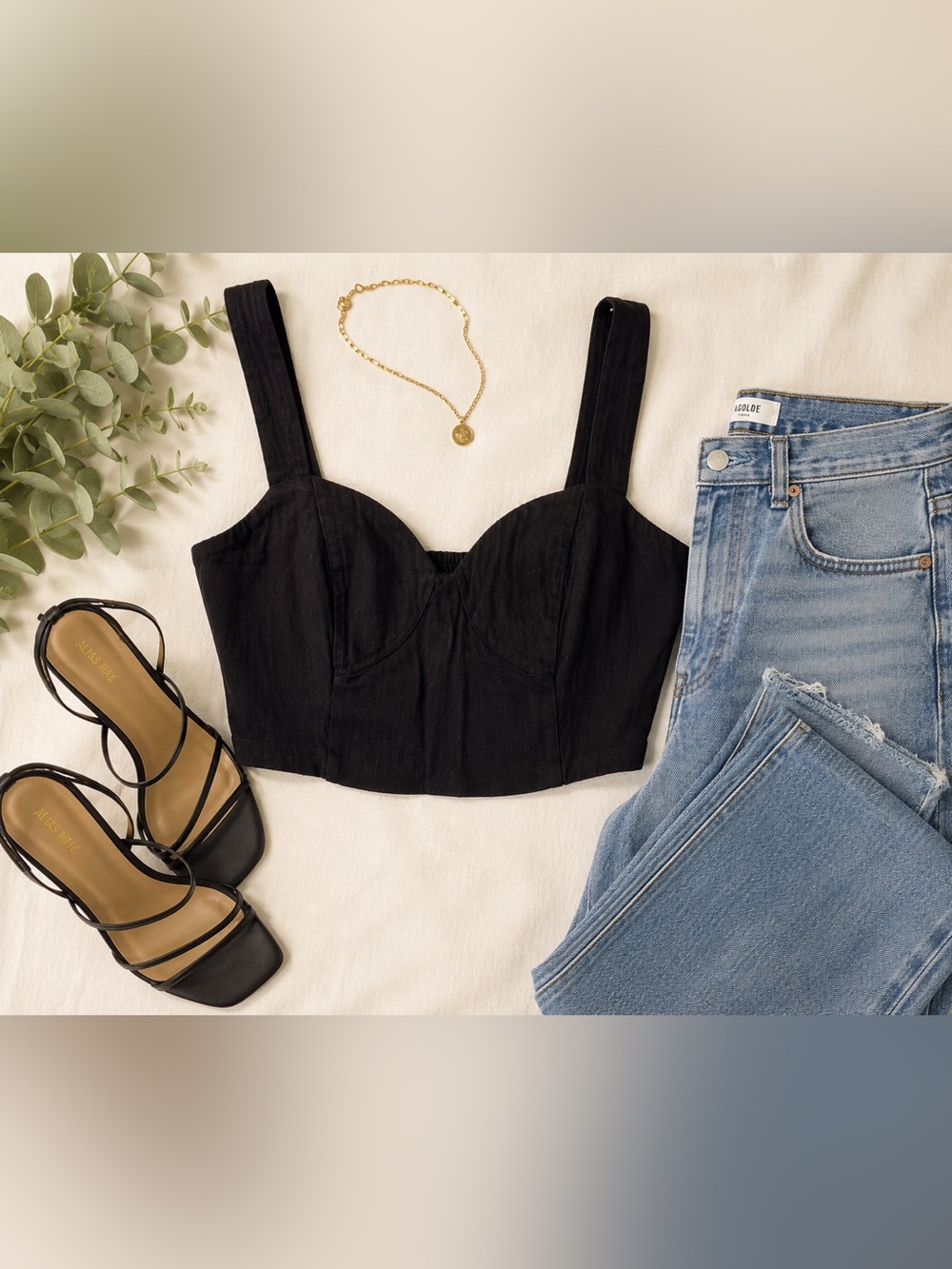 Free People Black Cropped Bustier Corset Tank Top Size 2